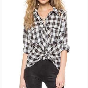 FREE PEOPLE Lace Cutout Flannel
